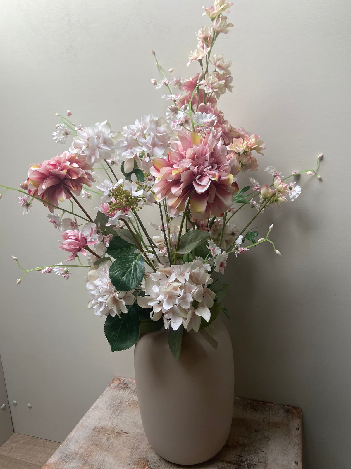 Kunstboeket Sweet oud roze / wit