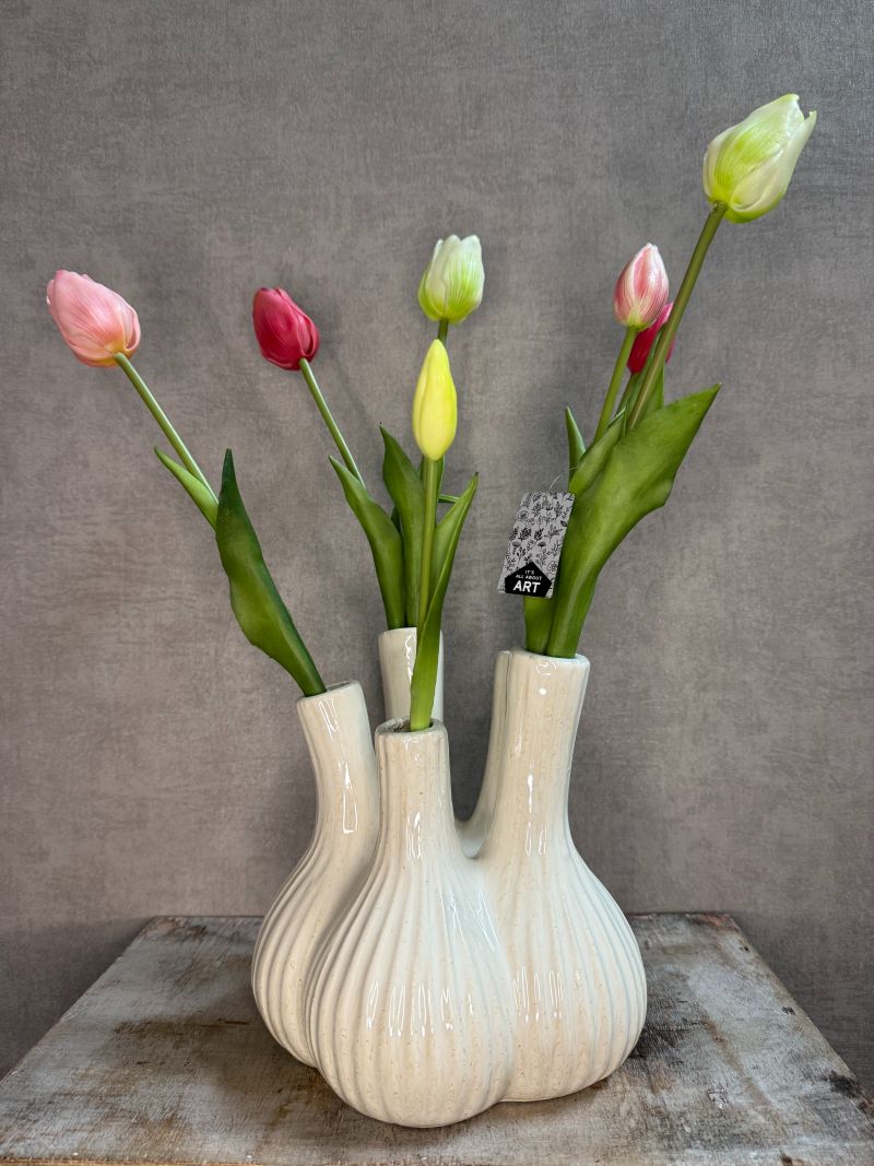 Tulpenvaas garlic met tulpen