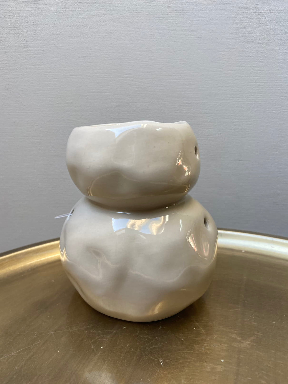 Quemador aromático de loza Stone beige