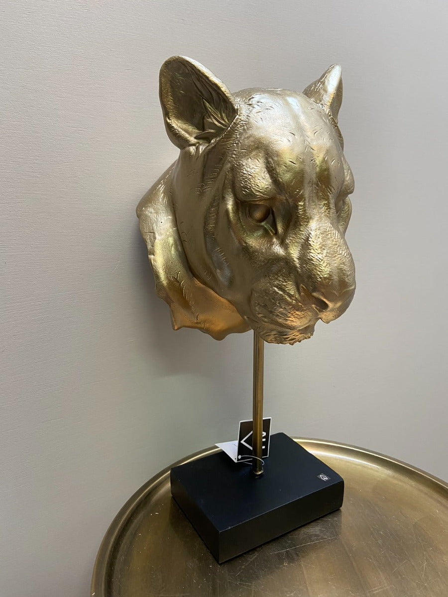 Beeld tijgerkop goud