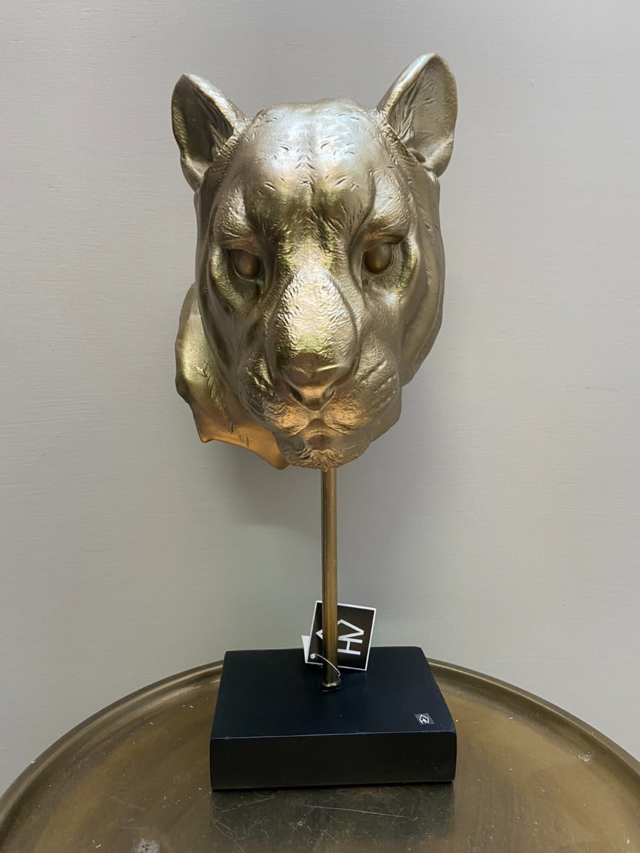 Tigerhoved statue guld