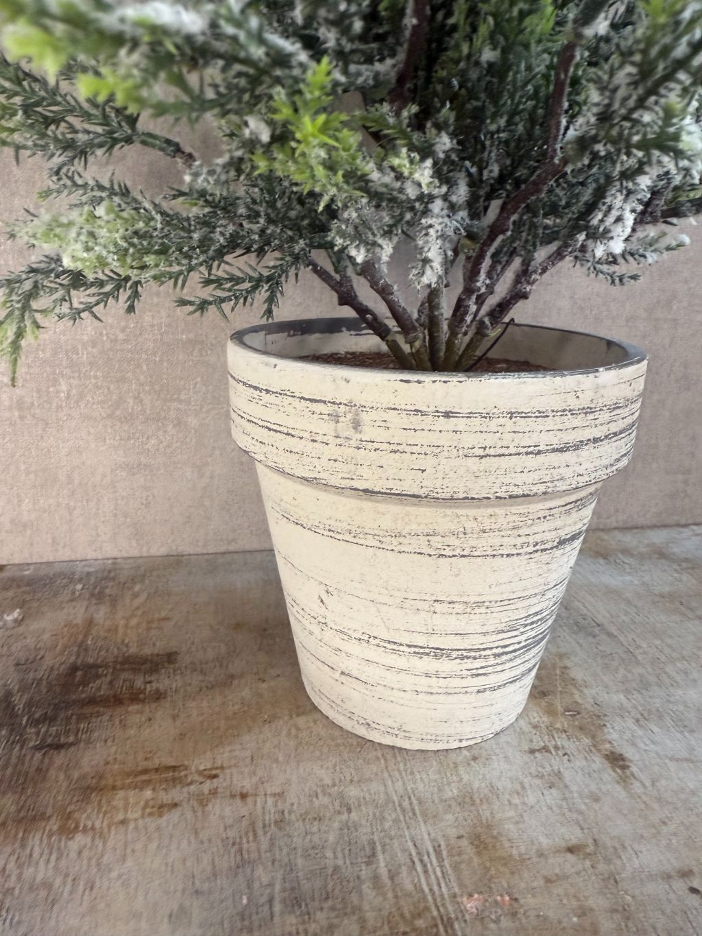 Artificial Christmas tree in a pot