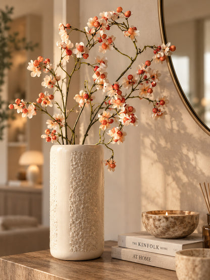 Kunsttak Kardinaalsmuts van 90 cm met kleine bloemen in zalm- en crèmetinten.