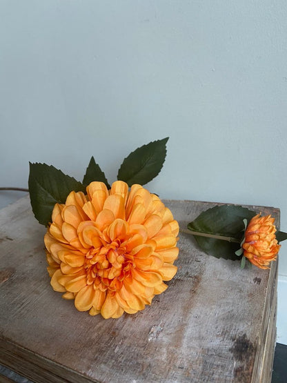Kunstbloem Dahlia oranje rond