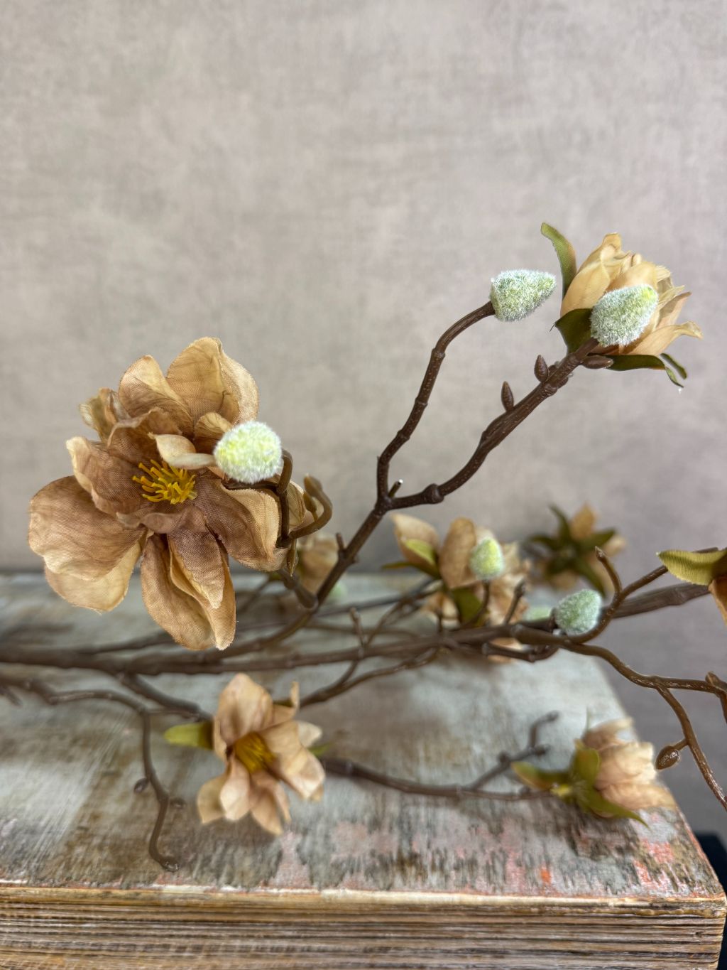 Künstliche Zweigblüte | Hellbraun