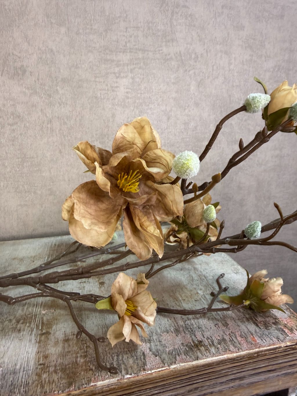 Künstliche Zweigblüte | Hellbraun