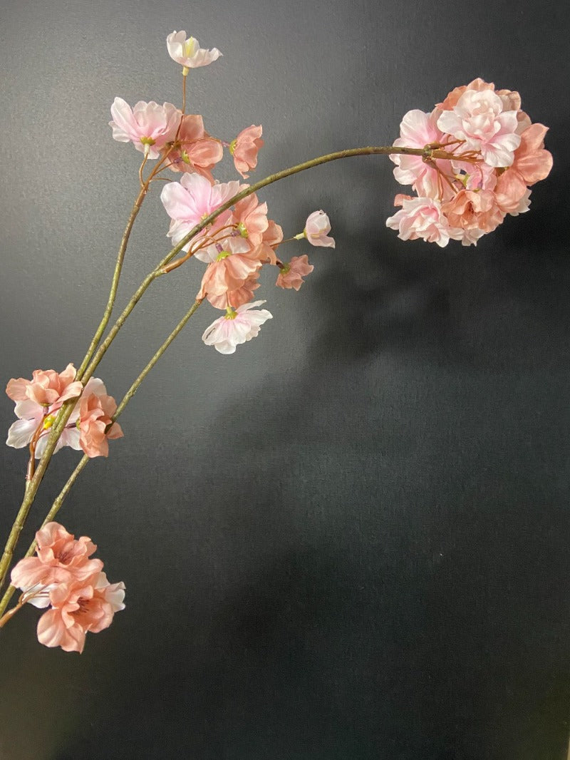 Silk blossom branch Prunus light pink