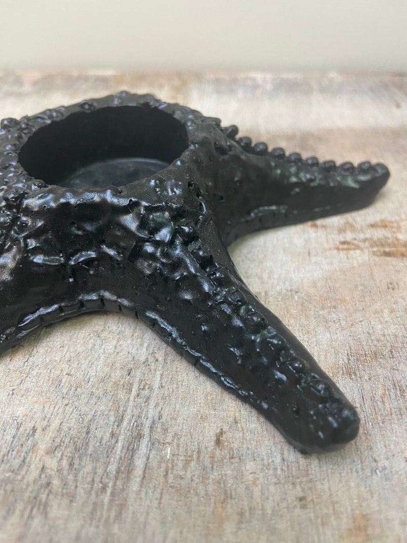 Tea light holder Starfish Black