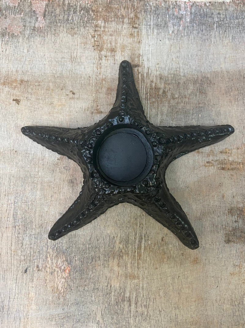 Tea light holder Starfish Black