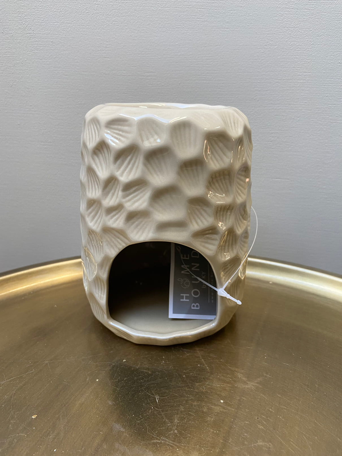 Steingut-Duftbrenner Honeycomb beige