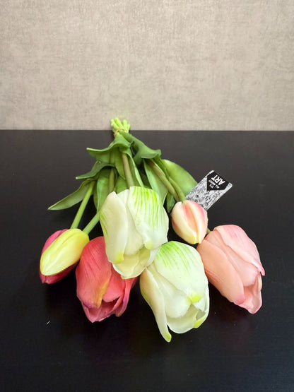Kunst tulpen creme roze real touch