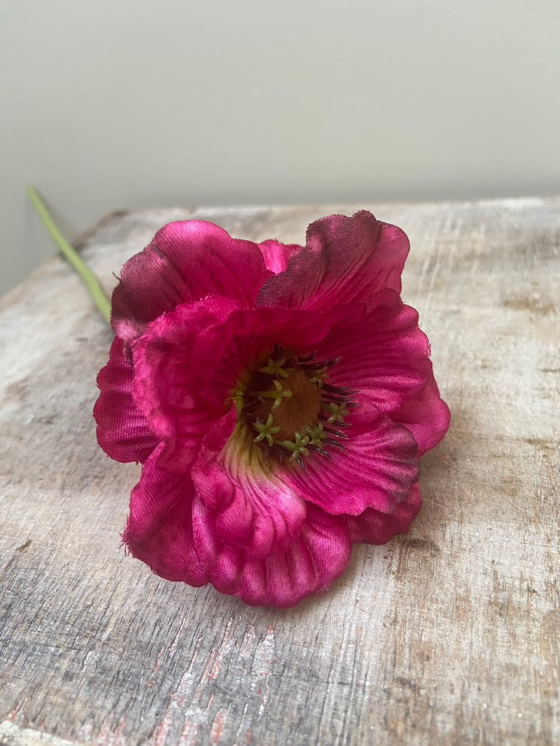 Künstliche Blume Mohn dunkelrosa