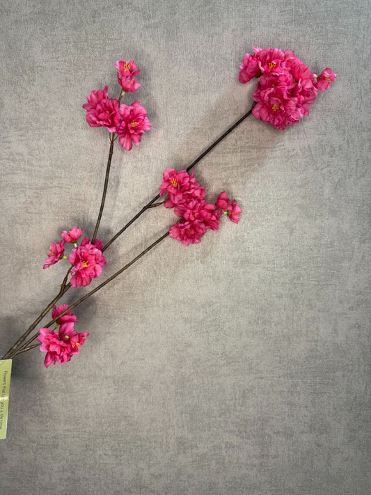 Ramo di fiori di seta Prunus fucsia