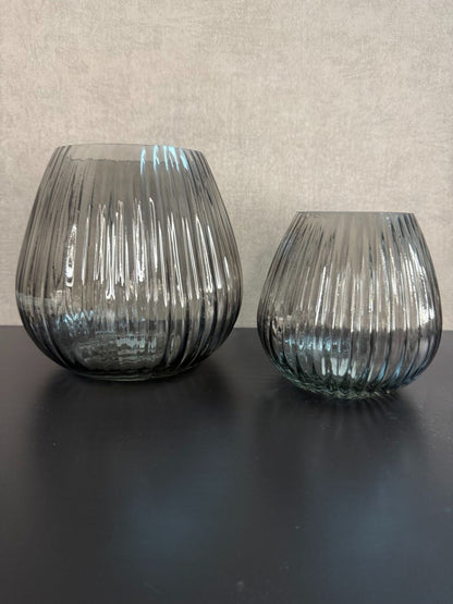 windlicht / vaas Bol zwart glas
