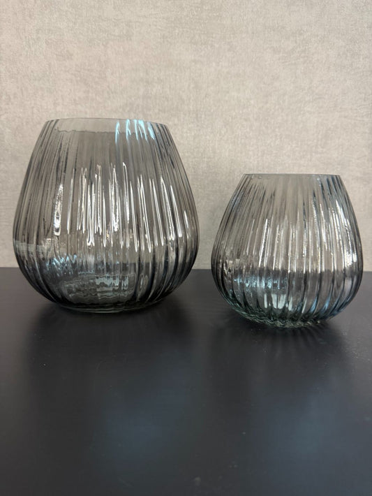 windlicht / vaas Bol zwart glas